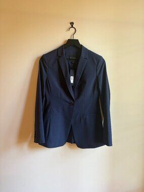 NWT Banana Republic Long and Lean Blazer Navy Washable Italian Wool SZ 4